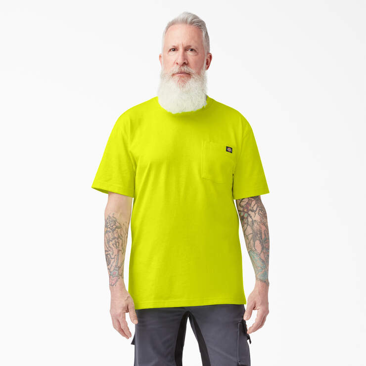 Heavyweight Neon Short Sleeve Pocket T-Shirt - Bright Yellow (BWD) image number 1