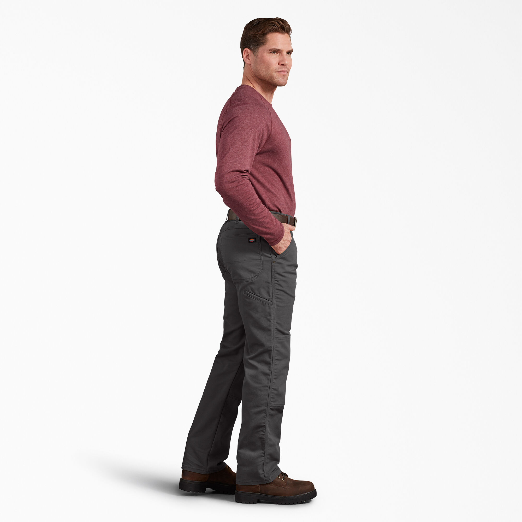 Student apathy denim pants double knee.