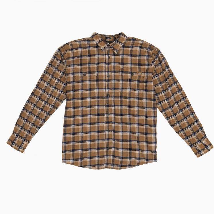 FLEX Long Sleeve Flannel Shirt - Brown Duck/Ink Navy Plaid &#40;A1V&#41;