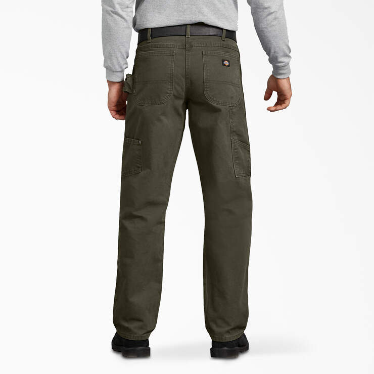 Relaxed Fit Sanded Duck Carpenter Pants - Rinsed Moss Green (RMS) image number 2