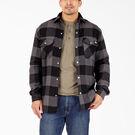 High Pile Fleece Lined Flannel Shirt Jacket - Black Dark Slate Buffalo Plaid &#40;TP1&#41;