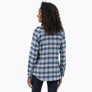 Women&#39;s Plaid Flannel Long Sleeve Shirt - Clear Blue/Navy Ombre Plaid &#40;C1F&#41;