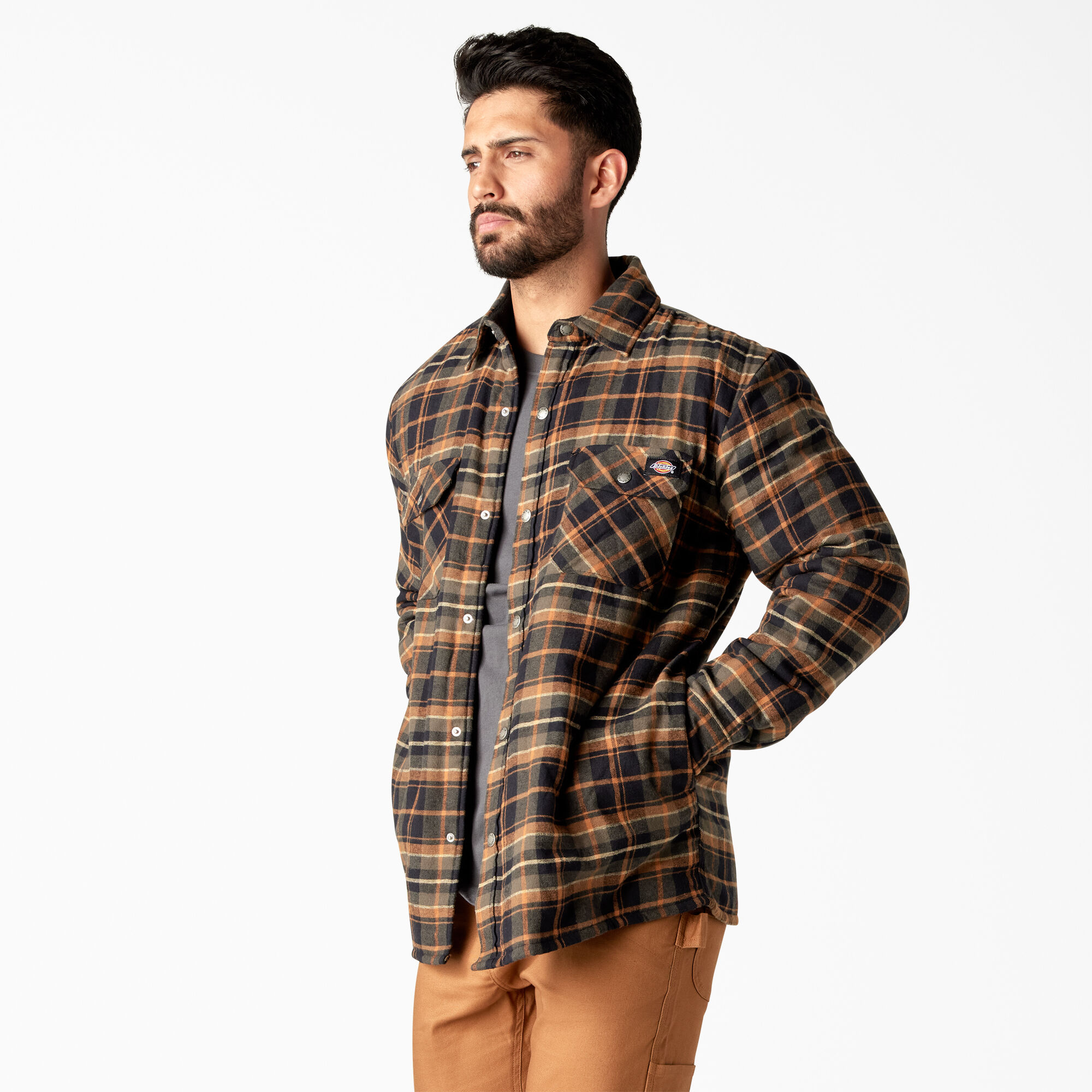 Water Repellent Fleece Lined Flannel Shirt Jacket
