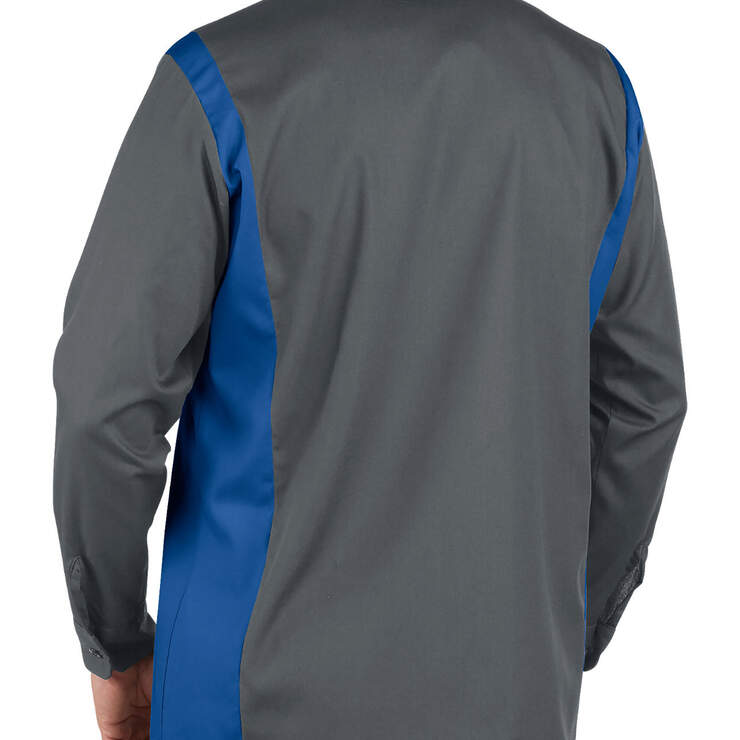 Industrial Colour Block Long Sleeve Shirt - Charcoal/Royal Blue (CHRB) image number 2