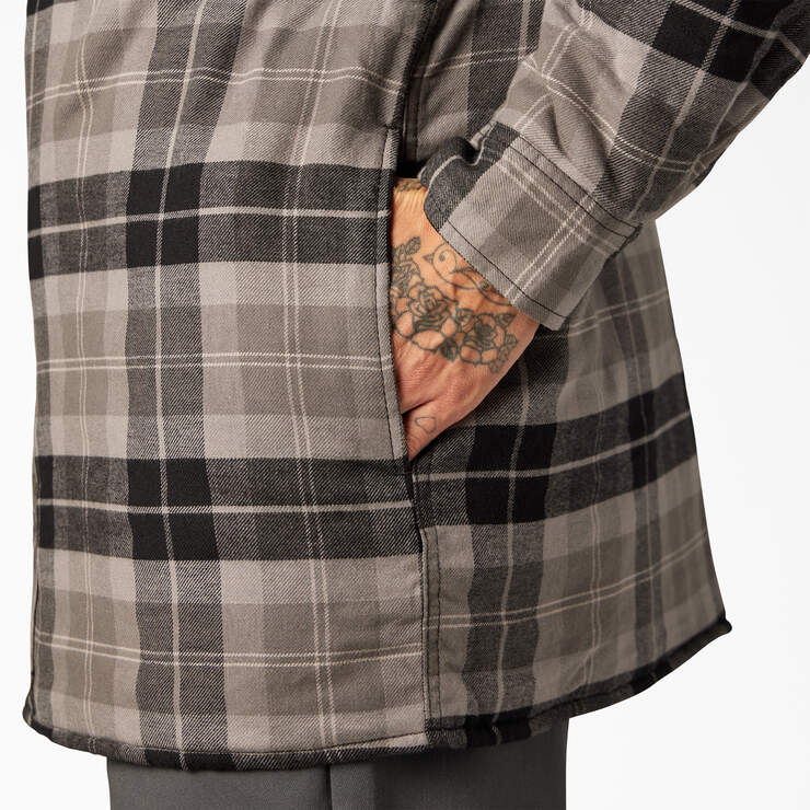 Flannel Hooded Shirt Jacket - Slate Graphite Plaid (SGP) image number 9