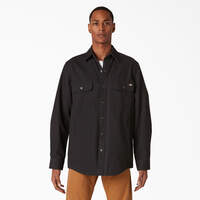 Long Sleeve Flannel-Lined Duck Shirt - Rinsed Black (RBK)