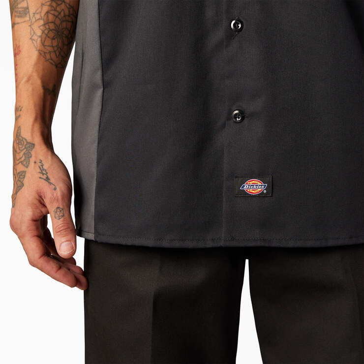 Two-Tone Short Sleeve Work Shirt - Black/Charcoal Graye (BKCH) image number 8