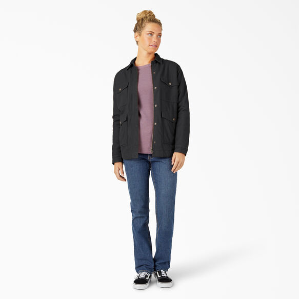 Manteau travailleur en coutil doubl&eacute; en molleton long - Rinsed Black &#40;RBKX&#41;