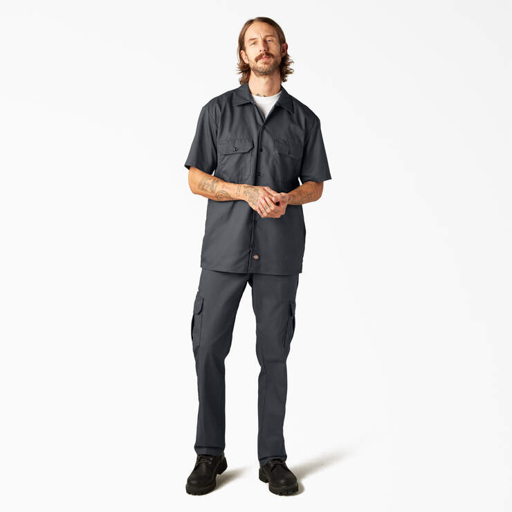 FLEX Relaxed Fit Short Sleeve Work Shirt - Charcoal Gray (CH) image number 8