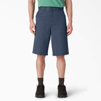 Loose Fit Flat Front Work Shorts, 13" - Navy Blue (NV)