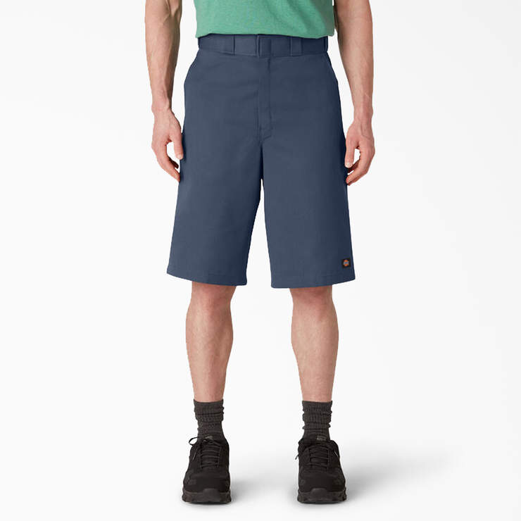 Loose Fit Flat Front Work Shorts, 13" - Navy Blue (NV) image number 1