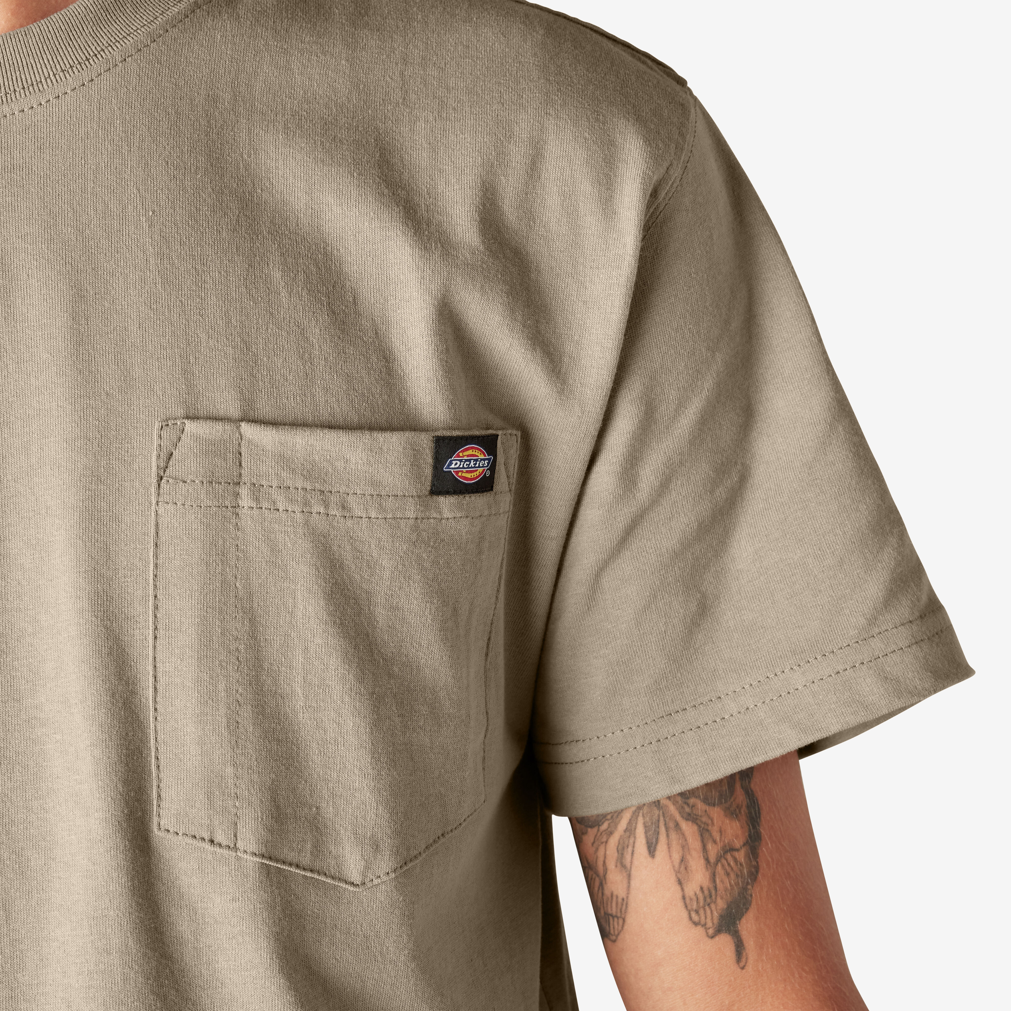Dickies men's short sleeve heavyweight crew neck pocket tee clearance