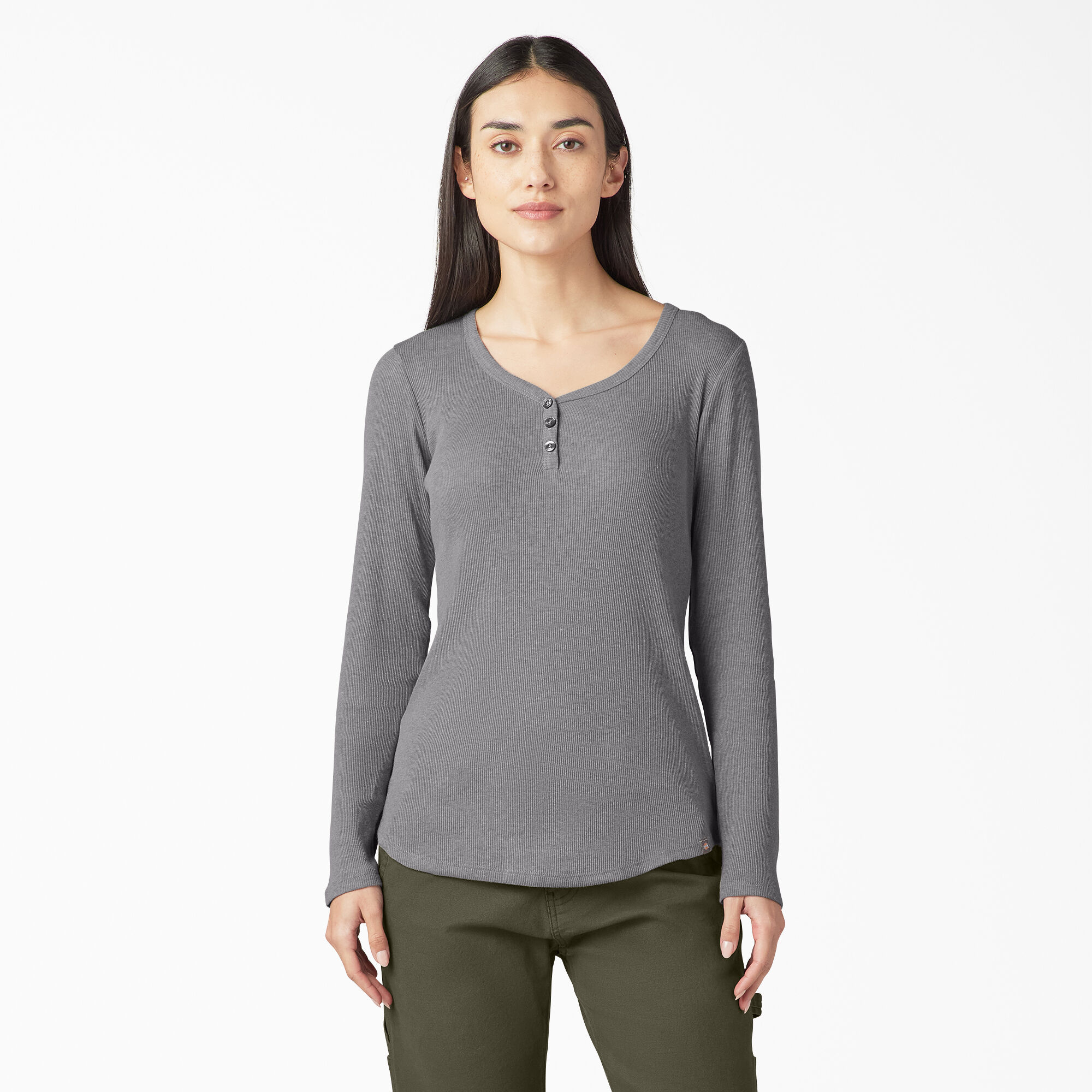 Grey henley shirt women's cheap