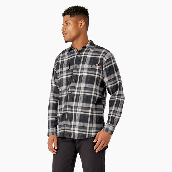 FLEX Long Sleeve Flannel Shirt - Black/Gray Multi Plaid &#40;A1U&#41;