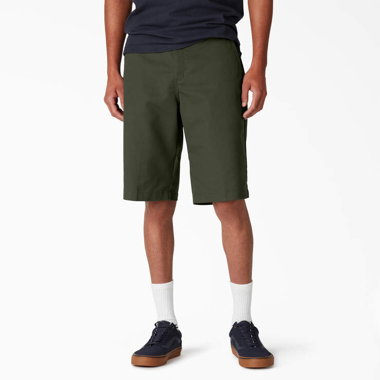 FLEX Skateboarding Slim Fit Shorts, 11" - Olive Green (OG) image number 1
