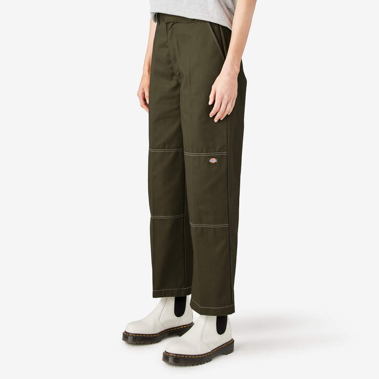Women’s Relaxed Fit Double Knee Pants - Military Green (ML) image number 3