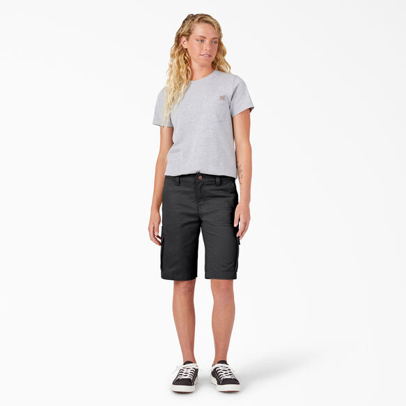 Women&#39;s Relaxed Fit Cargo Shorts, 11&quot; - Black &#40;BK&#41;