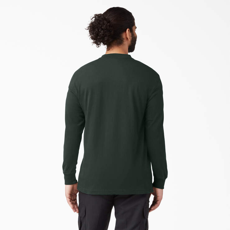 Heavyweight Long Sleeve Henley T-Shirt - Hunter Green (GH) image number 2
