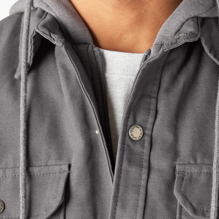 Water Repellent Duck Hooded Shirt Jacket - Slate Gray (SL) image number 7