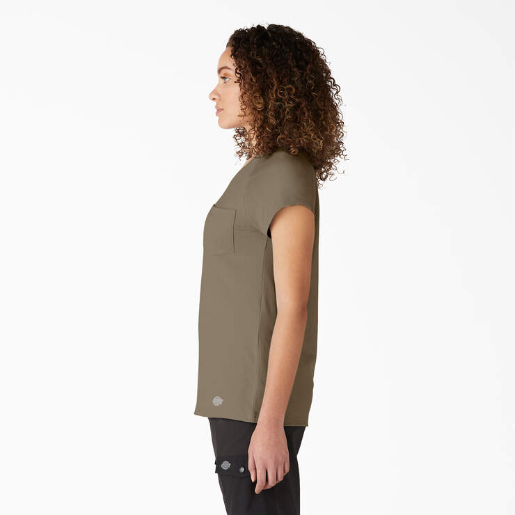 T-shirt rafraîchissant à manches courtes et à poche pour femmes - Military Green Heather (MLD) numéro de l’image 3
