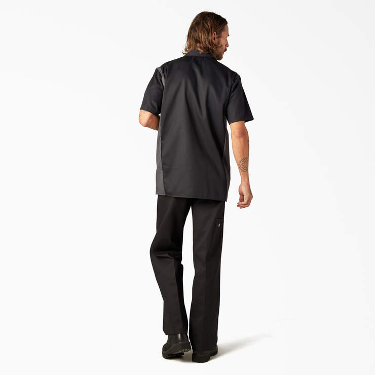Two-Tone Short Sleeve Work Shirt - Black/Charcoal Graye (BKCH) image number 6
