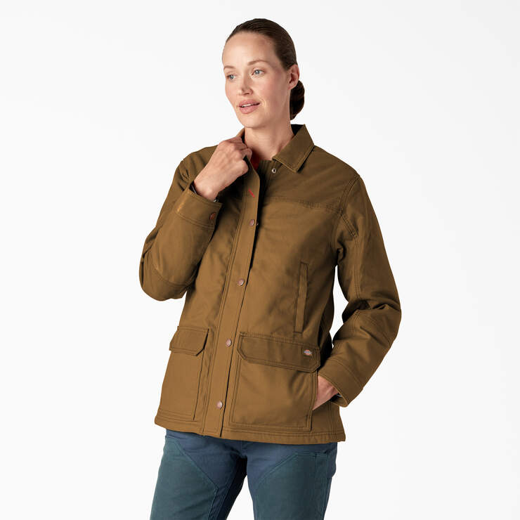 Women’s Waxed Canvas Chore Coat - Brown Duck (BD) image number 3