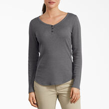 Women&#39;s Long Sleeve Henley Shirt - Graphite Gray &#40;GAD&#41;
