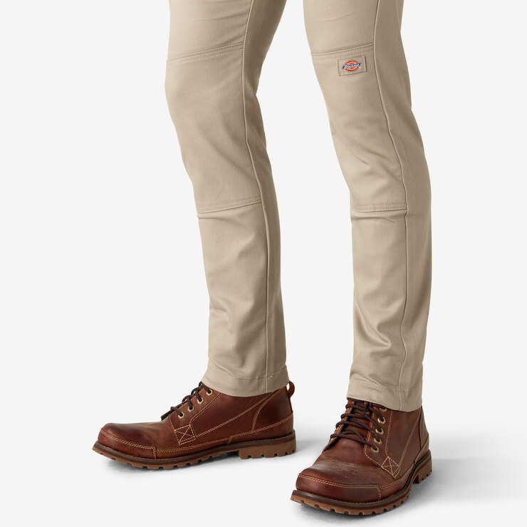Skinny Fit Double Knee Work Pants - Desert Sand (DS) image number 9
