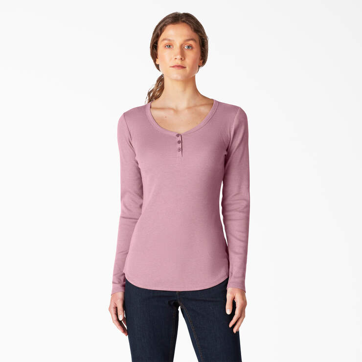 Women's Henley Long Sleeve Shirt - Dusty Orchid (KDD) image number 1