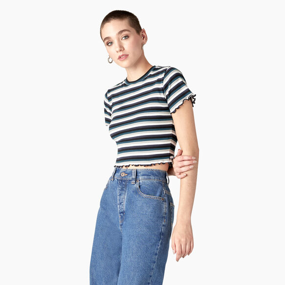 T-shirt court ray&eacute; pour femmes - Black/Teal Explorer Stripe &#40;BSE&#41;