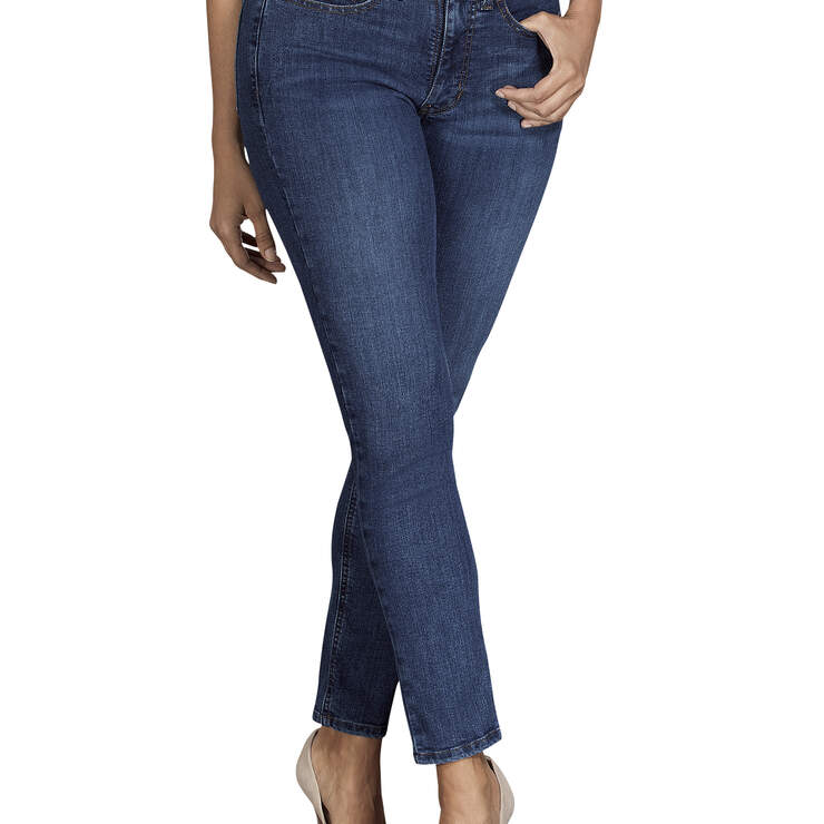 Women's Perfect Shape Curvy Fit Skinny Leg Stretch Denim Jeans - Stonewashed Indigo Blue (SNB) image number 1