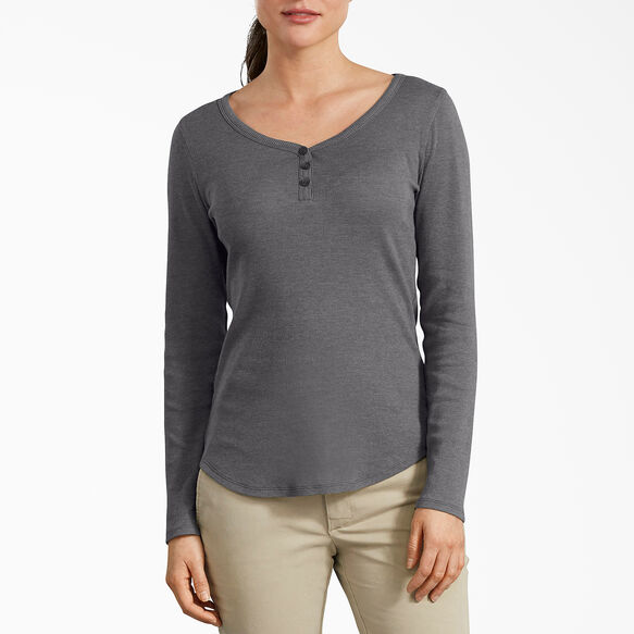 Women&#39;s Henley Long Sleeve Shirt - Graphite Gray &#40;GAD&#41;