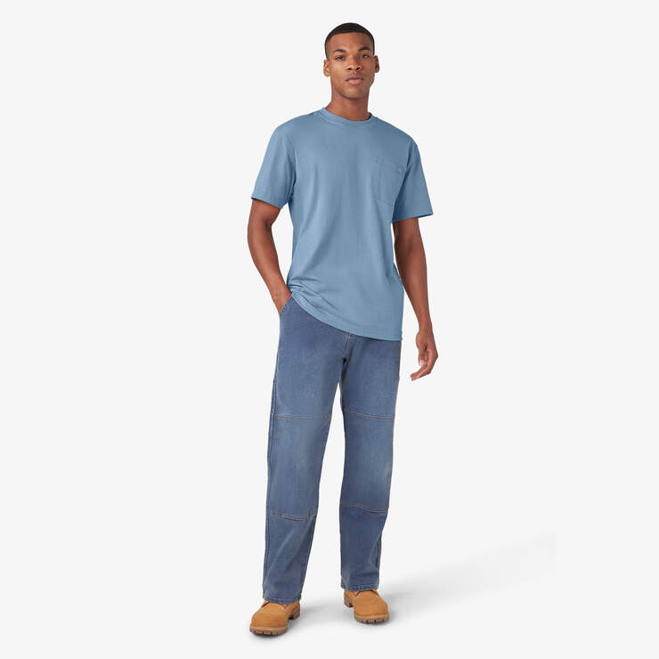 Heavyweight Heathered Short Sleeve Pocket T-Shirt - Coronet Blue Heather (LBH) image number 9