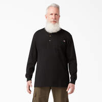 Heavyweight Long Sleeve Henley T-Shirt - Black (BK)
