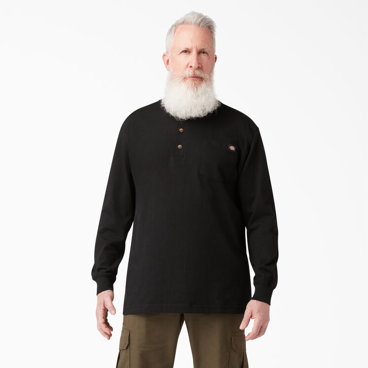 Haut henley &eacute;pais &agrave; manches longues - Black &#40;BK&#41;