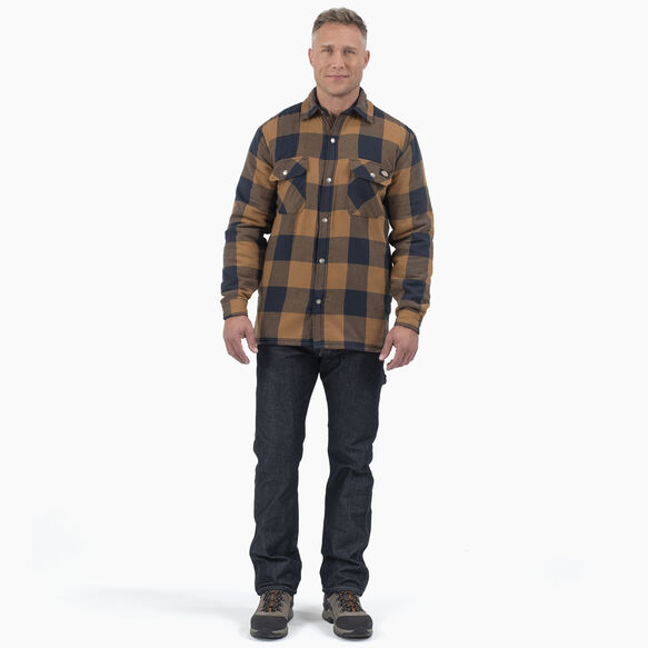Veste-chemise en molleton long et flanelle Hydroshield - Brown Duck/Navy Buffalo Plaid &#40;B1M&#41;