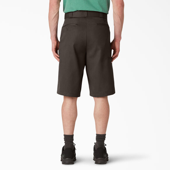 Loose Fit Flat Front Work Shorts, 13&quot; - Dark Brown &#40;DB&#41;