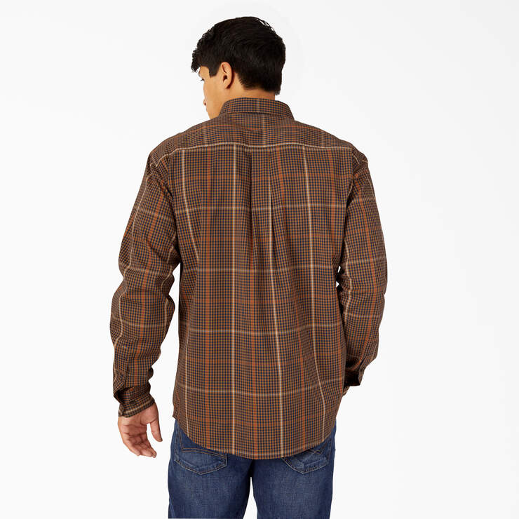 FLEX Relaxed Fit Long Sleeve Plaid Shirt - Brown Duck Navy Plaid (P1W) image number 2