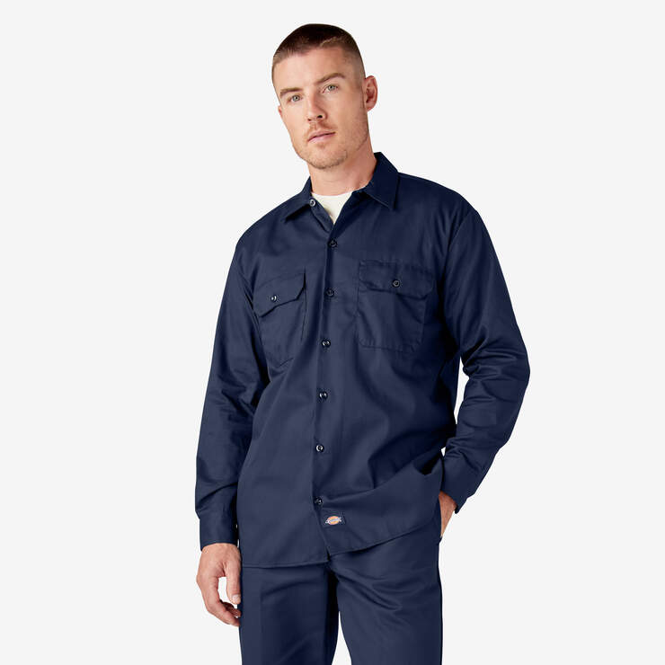 Long Sleeve Work Shirt - Navy Blue (NV) image number 1