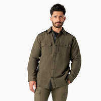 Heavyweight Brawny Flannel Shirt - Military Green w/ Black (C1L)