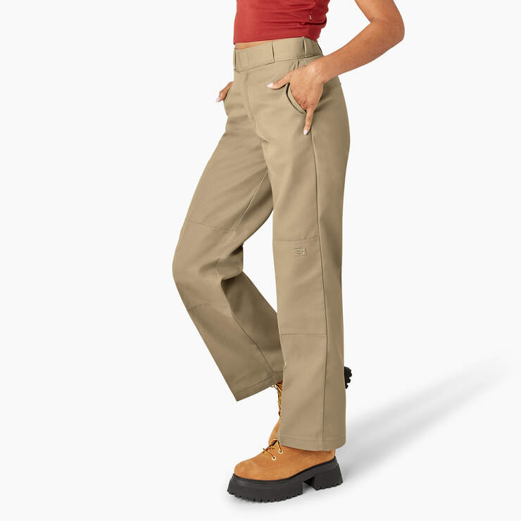 Women’s Loose Fit Double Knee Work Pants - Khaki (KH) image number 3