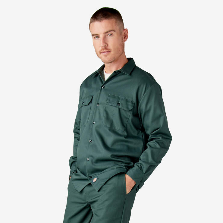 Long Sleeve Work Shirt - Hunter Green (GH) image number 3