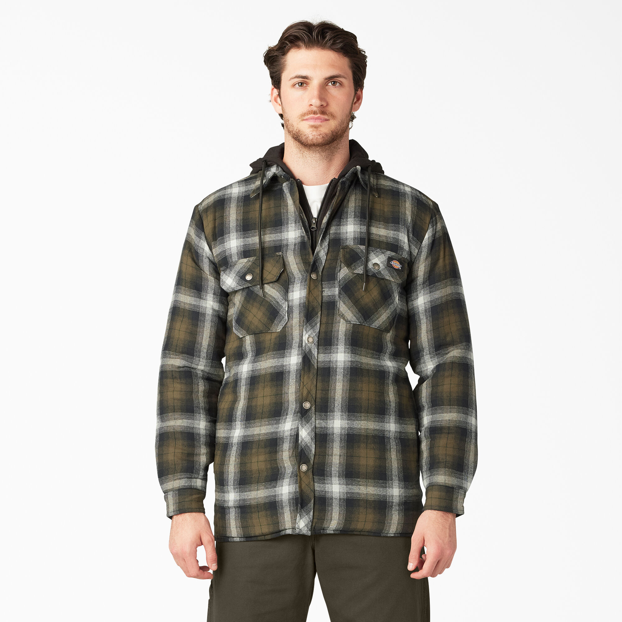 Water Repellent Flannel Hooded Shirt Jacket
