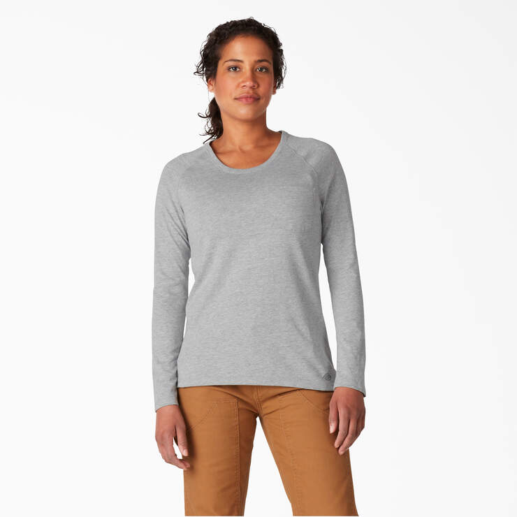 Women's Cooling Long Sleeve Pocket T-Shirt - Heather Gray (HG) image number 1