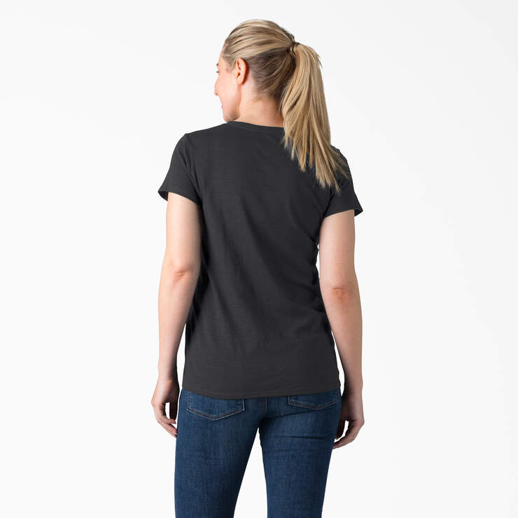 Women's Short Sleeve V-Neck T-Shirt - Black (KBK) image number 2