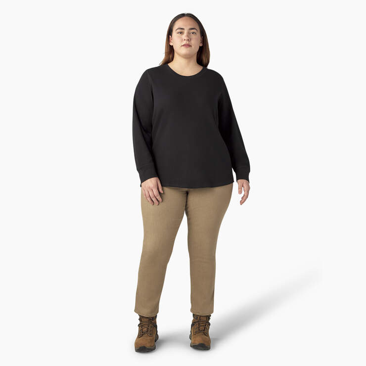 Women's Plus Long Sleeve Thermal Shirt - Black (KBK) image number 5
