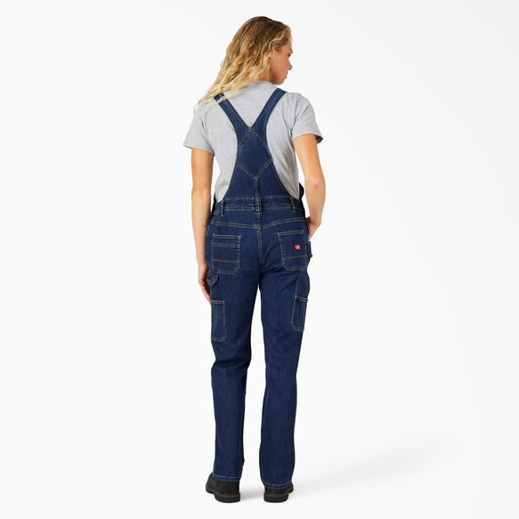 Women&rsquo;s Denim Double Front Bib Overalls - Stonewashed Dark Blue &#40;DSW&#41;