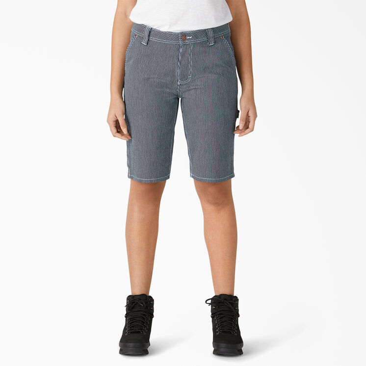 Women&rsquo;s Hickory Stripe Carpenter Shorts, 11&quot; - Rinsed Hickory Stripe &#40;RHS&#41;