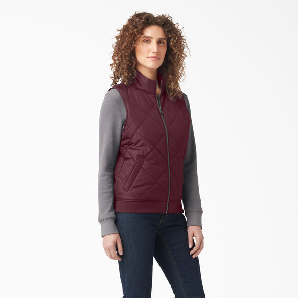 Veste sans manches piqu&eacute;e pour femmes - Burgundy &#40;BY&#41;