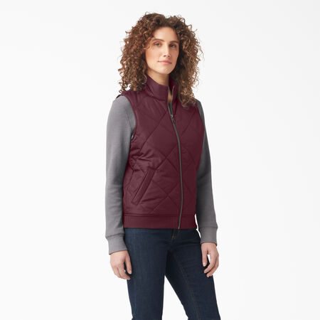 Veste sans manches piqu&eacute;e pour femmes - Burgundy &#40;BY&#41;